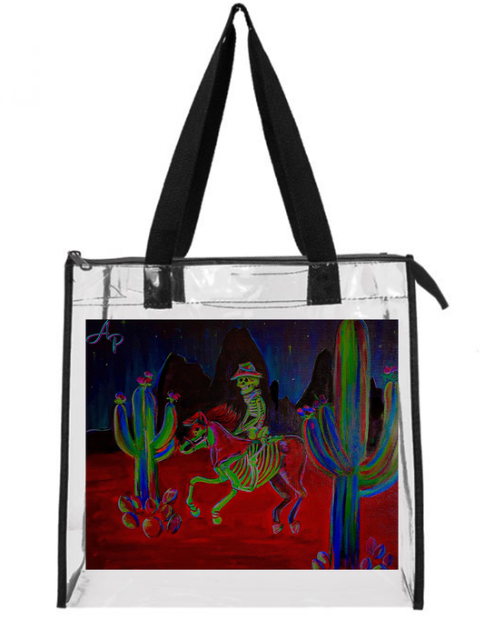 Clear Cowboy Skeleton Tote