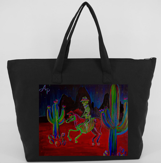 Zipped Cowboy Skeleton Tote